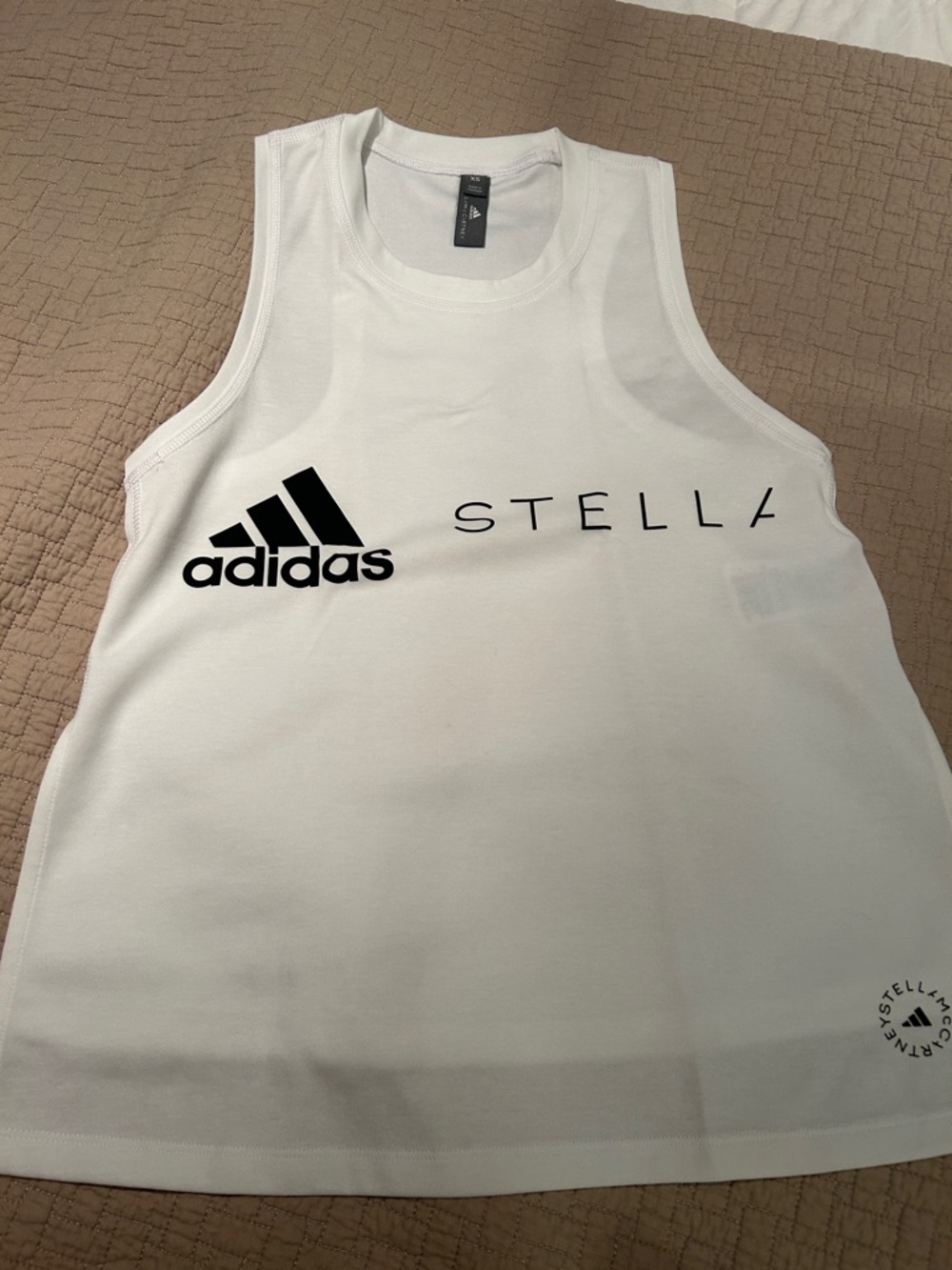 adidas White Athletic Logo Tank with Black Branding